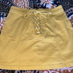 Mustard, yellow tie up front skirt